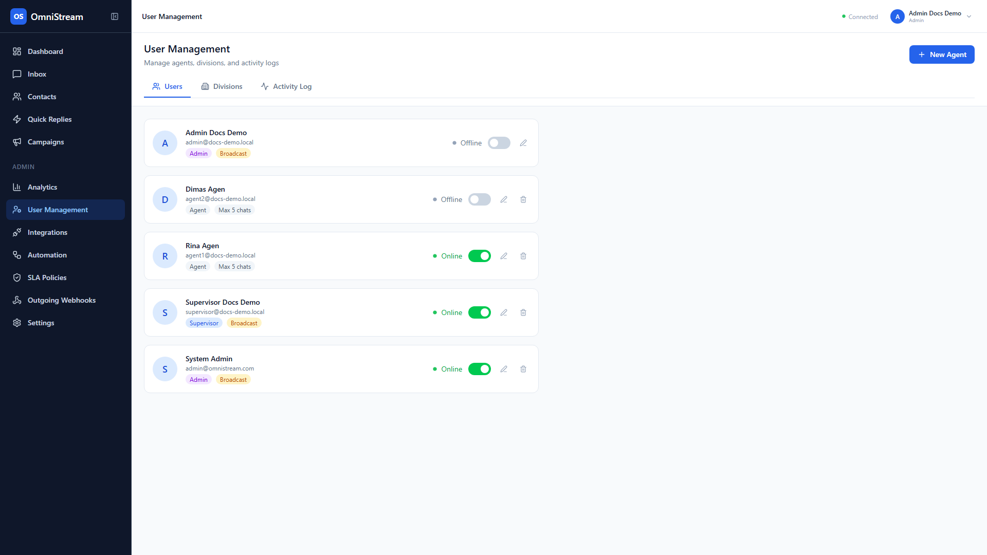 Screenshot halaman user management